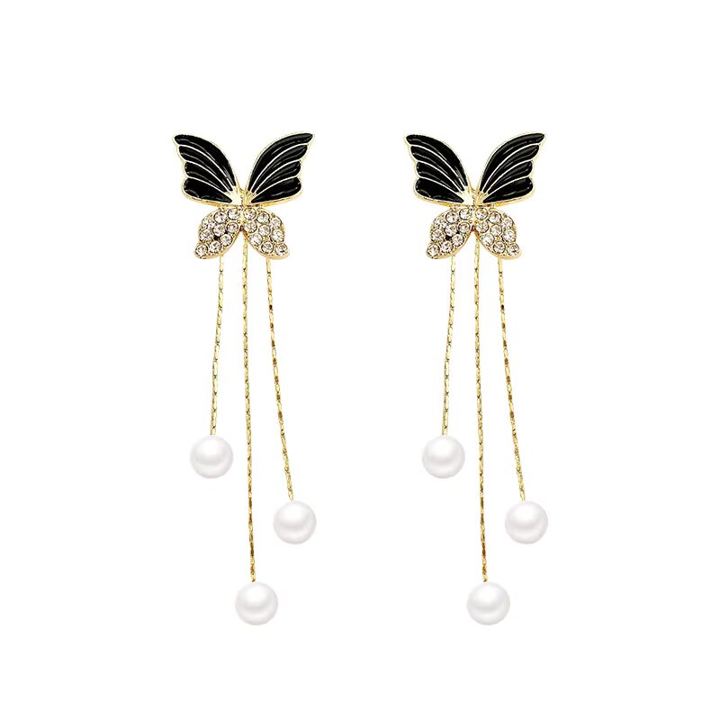 New Trend Unique Design Elegant Delicate Light Luxury Black Butterfly Earrings Women Fashion Jewelry Party Premium Gifts