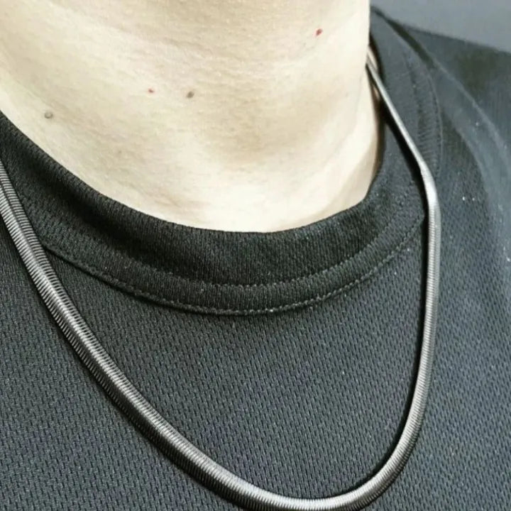 BLACK FLAT SNAKE CHAIN FOR MEN